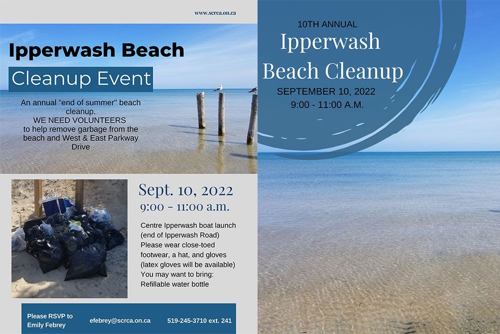 This is a poster for the Tenth Annual Ipperwash Beach Cleanup on September 10.