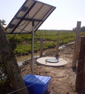 A solar-powered water system keeps livestock out of streams.